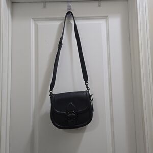 Elegant Navy Blue Leather Saddle Bag